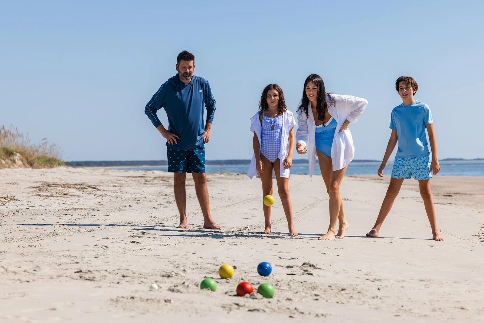 Family games on the beach