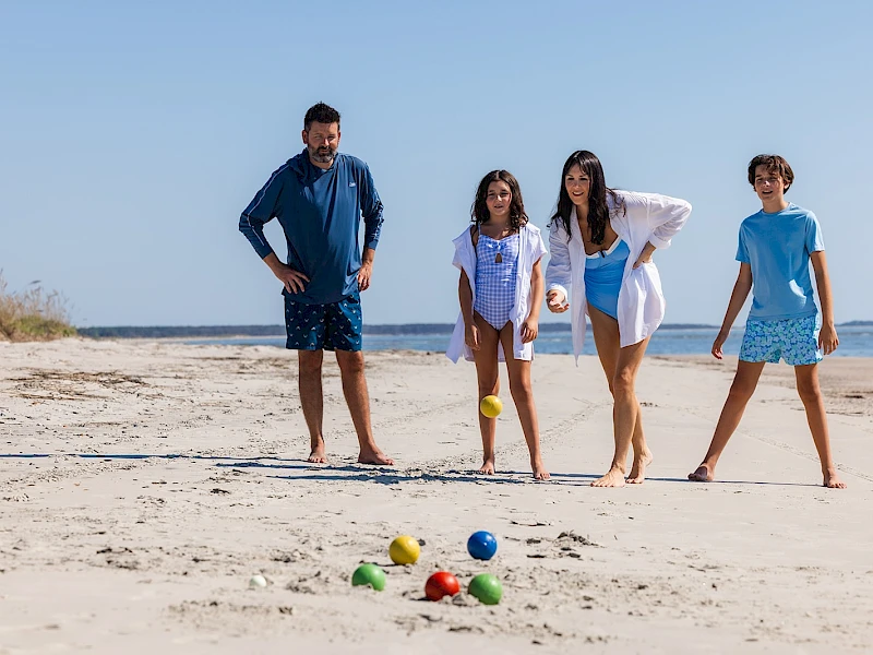 Family games on the beach