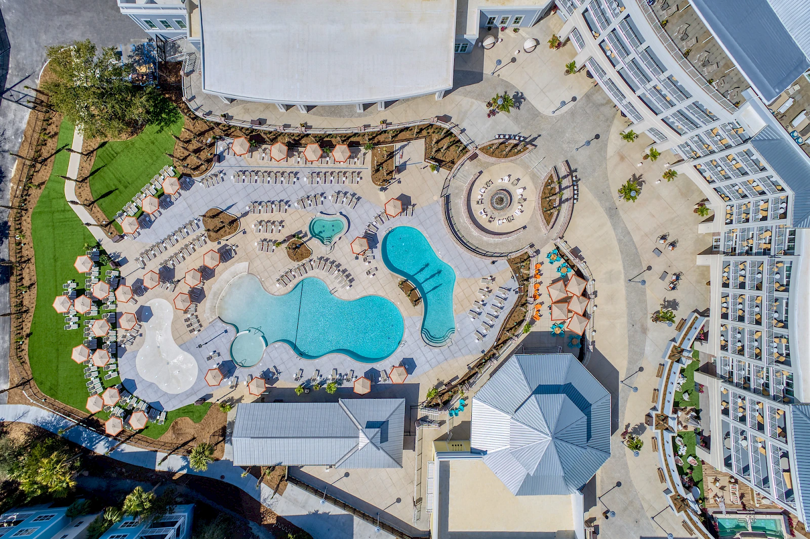 Aerial of Sweetgrass Inn & Pool Complex